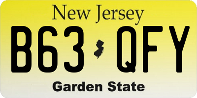 NJ license plate B63QFY