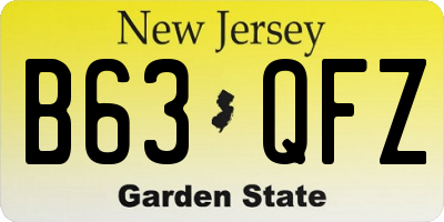 NJ license plate B63QFZ