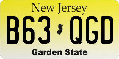 NJ license plate B63QGD