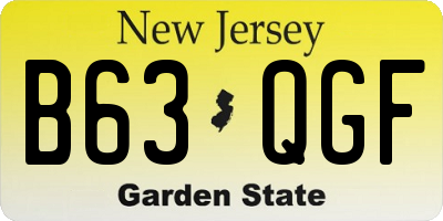 NJ license plate B63QGF