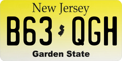 NJ license plate B63QGH