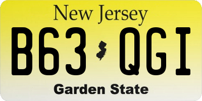 NJ license plate B63QGI