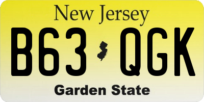 NJ license plate B63QGK