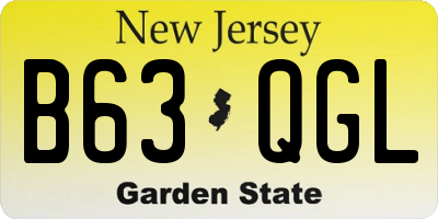 NJ license plate B63QGL