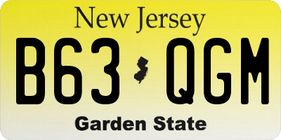 NJ license plate B63QGM