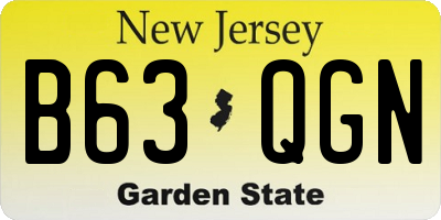 NJ license plate B63QGN