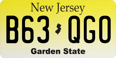 NJ license plate B63QGO