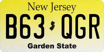 NJ license plate B63QGR