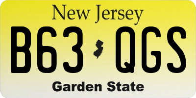 NJ license plate B63QGS