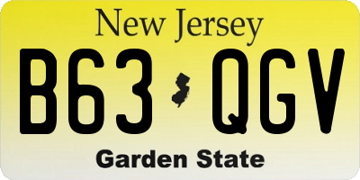NJ license plate B63QGV