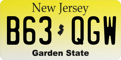 NJ license plate B63QGW
