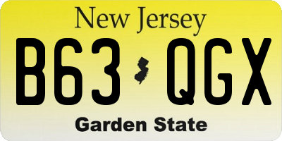 NJ license plate B63QGX