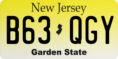NJ license plate B63QGY