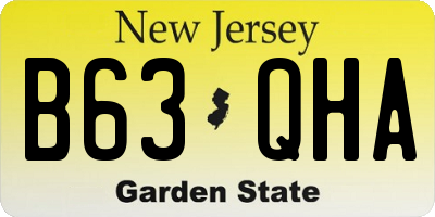 NJ license plate B63QHA