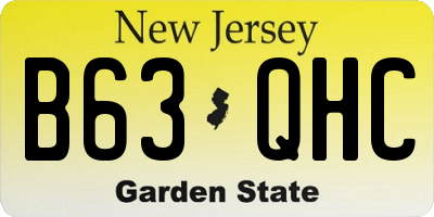 NJ license plate B63QHC