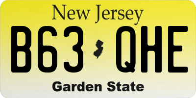 NJ license plate B63QHE