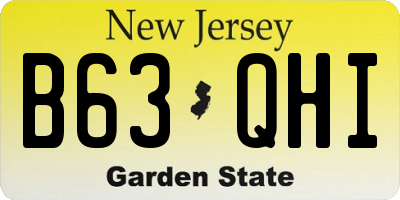 NJ license plate B63QHI