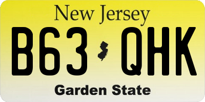 NJ license plate B63QHK