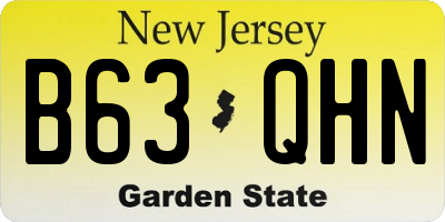 NJ license plate B63QHN