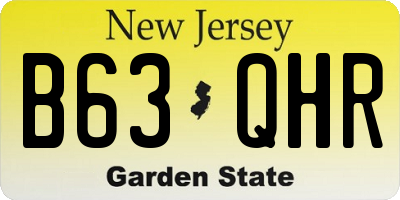 NJ license plate B63QHR