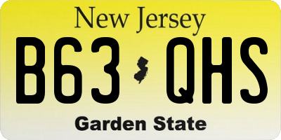 NJ license plate B63QHS