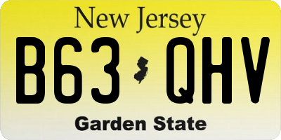 NJ license plate B63QHV