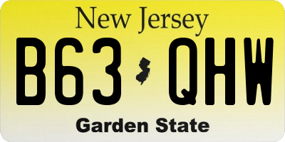 NJ license plate B63QHW