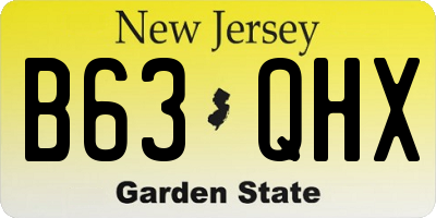 NJ license plate B63QHX