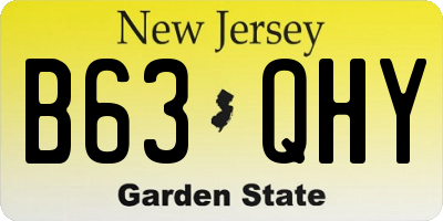 NJ license plate B63QHY