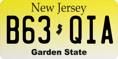 NJ license plate B63QIA