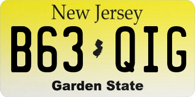 NJ license plate B63QIG