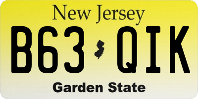 NJ license plate B63QIK