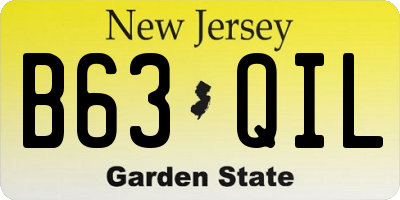 NJ license plate B63QIL
