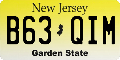 NJ license plate B63QIM