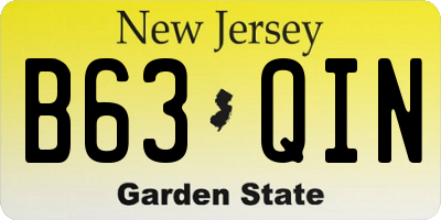 NJ license plate B63QIN