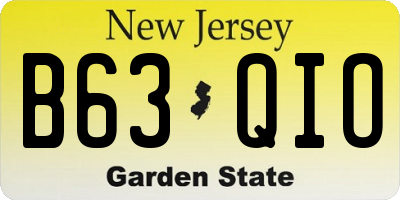 NJ license plate B63QIO