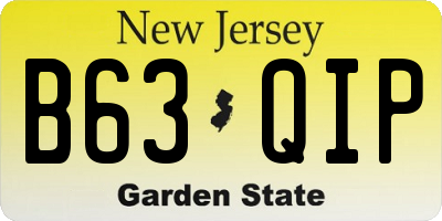NJ license plate B63QIP