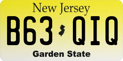 NJ license plate B63QIQ