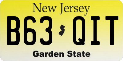 NJ license plate B63QIT
