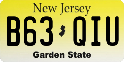 NJ license plate B63QIU