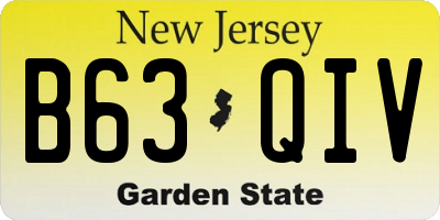 NJ license plate B63QIV