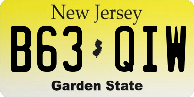 NJ license plate B63QIW