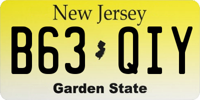 NJ license plate B63QIY