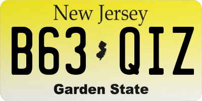 NJ license plate B63QIZ