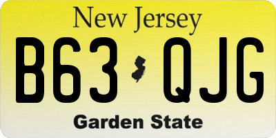 NJ license plate B63QJG
