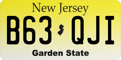 NJ license plate B63QJI