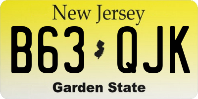 NJ license plate B63QJK