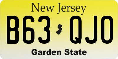 NJ license plate B63QJO