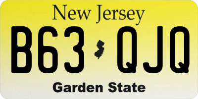 NJ license plate B63QJQ