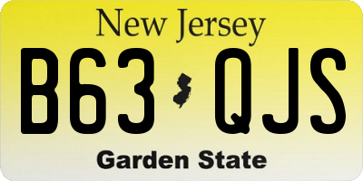 NJ license plate B63QJS